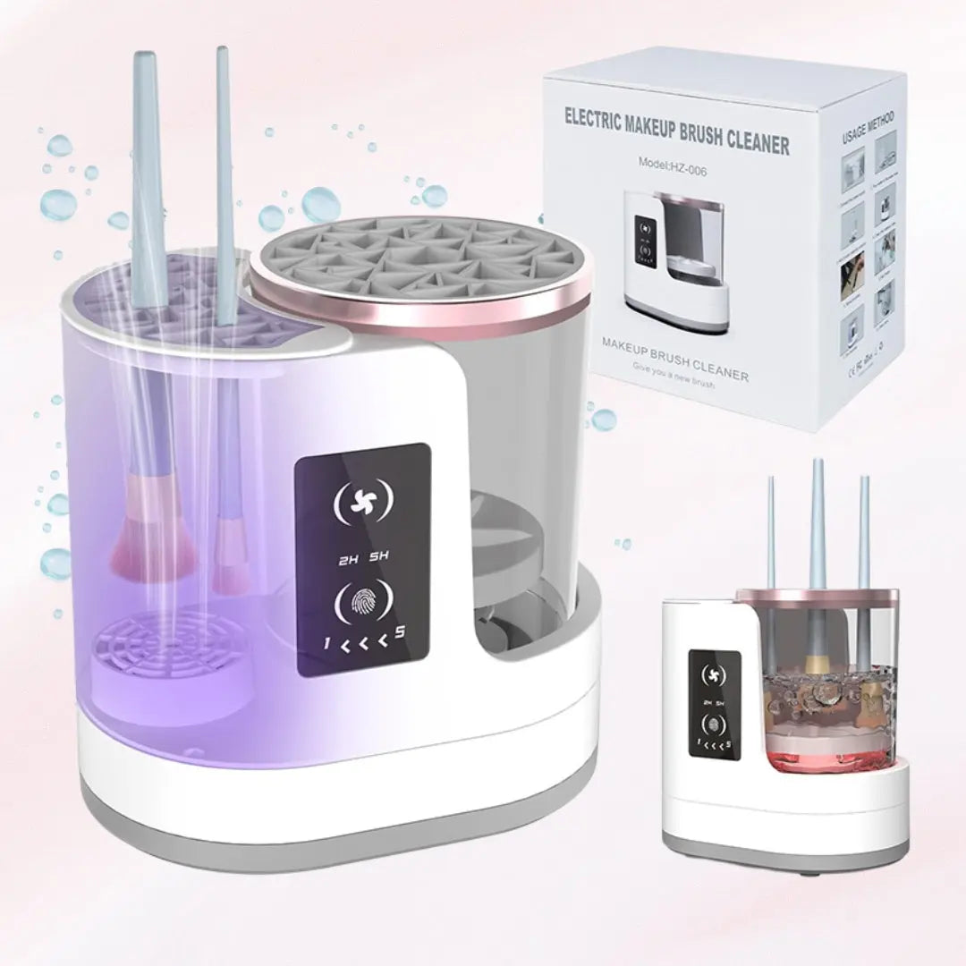 Electric makeup brush cleaner machine with bowl and brush holder