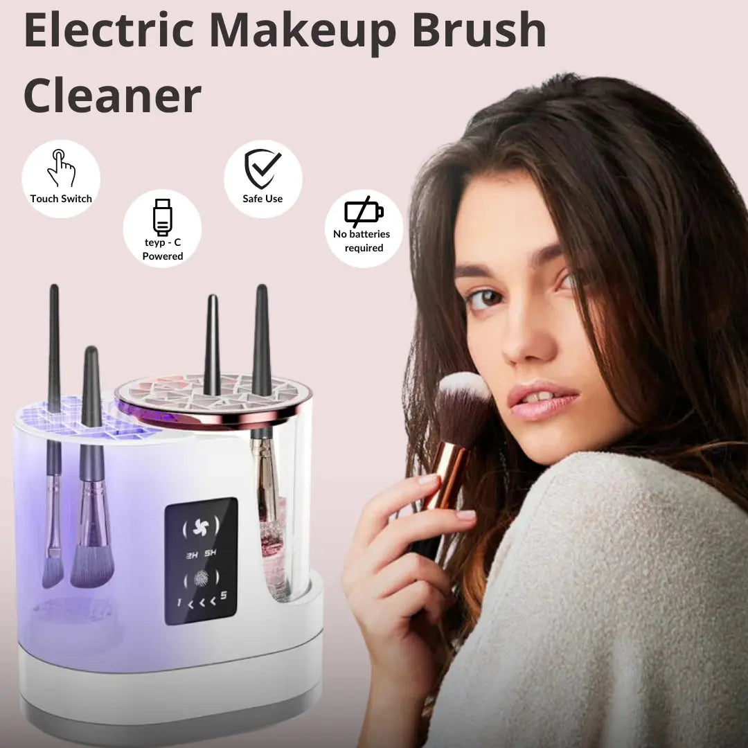 Complete electric brush cleaner set with bowl, holders, and USB charger