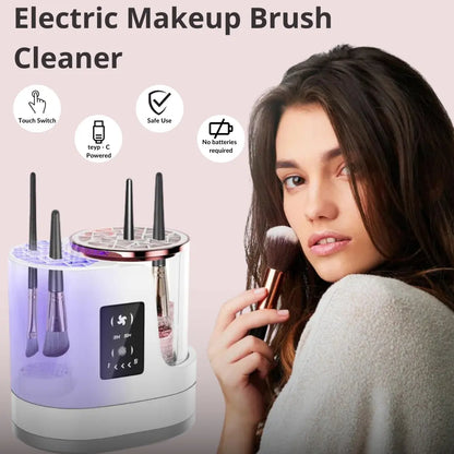 Complete electric brush cleaner set with bowl, holders, and USB charger